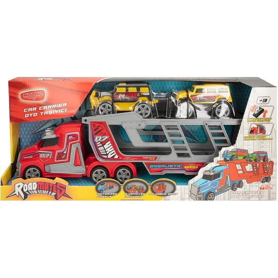 CAMIÓN PORTAVEHÍCULOS FRICCIÓN 47 CM CON DOS COCHES image 0