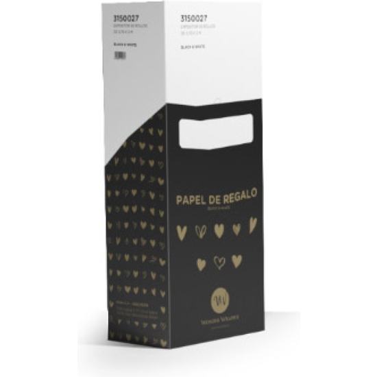EXPOSITOR 50 ROLLOS PAPEL REGALO BLACK&GOLD 0,70X2 CM image 0