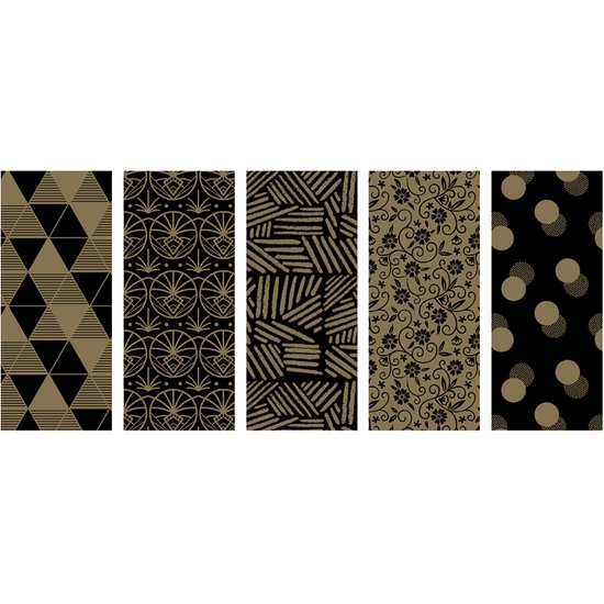 EXPOSITOR 50 ROLLOS PAPEL REGALO BLACK&GOLD 0,70X2 CM image 1