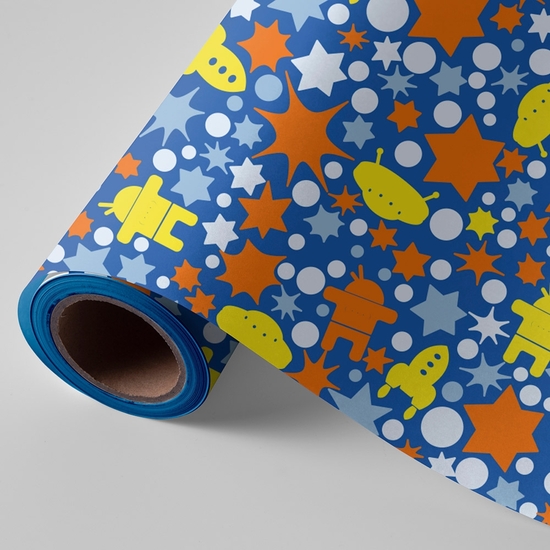 BOBINA PAPEL REGALO 62 CM 95 MTS. INFANTIL SPACE image 0