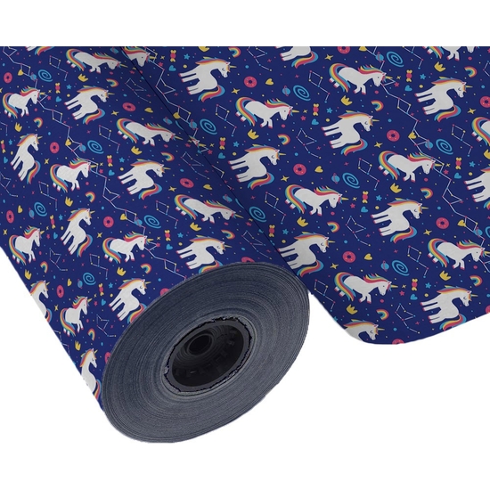 BOBINA PAPEL REGALO 31 CM 95 MTS. INFANTIL UNICORNIOS image 0