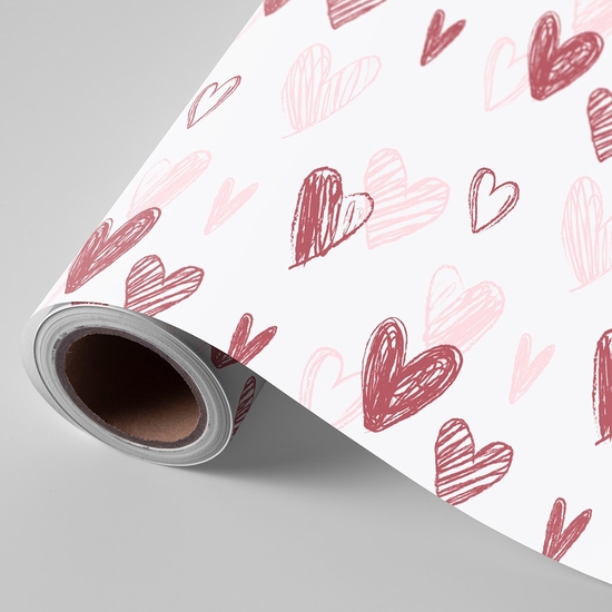 BOBINA PAPEL REGALO 62 CM 4 KG CORAZONES image 0
