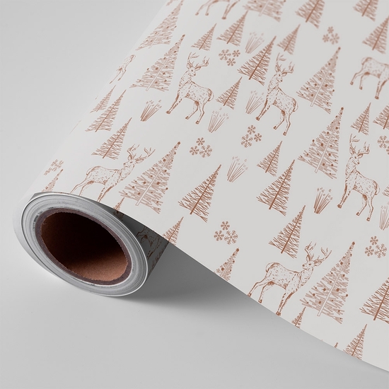 BOBINA PAPEL REGALO 62 CM 95 MTS. NAVIDAD CIERVO Y ABETO image 0