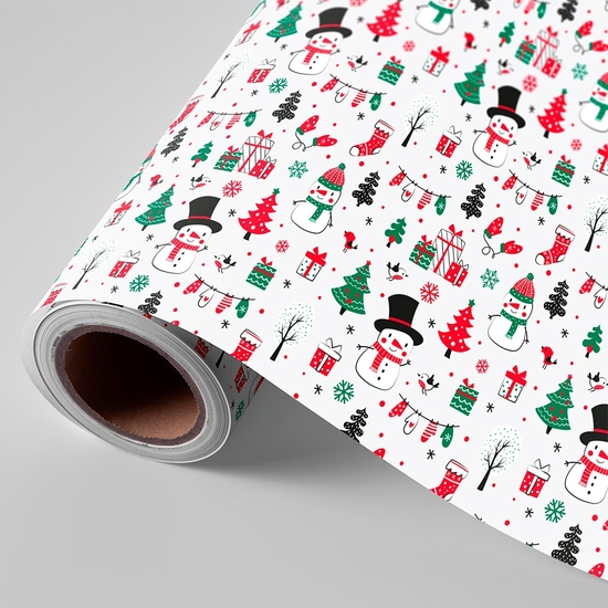 BOBINA PAPEL REGALO 62 CM 95 MTS. NAVIDAD MUÑECO NIEVE image 0