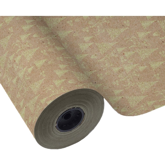 BOBINA PAPEL REGALO 62 CM 95 MTS. NAVIDAD ECO KRAFT ABETOS CIERVOS image 0
