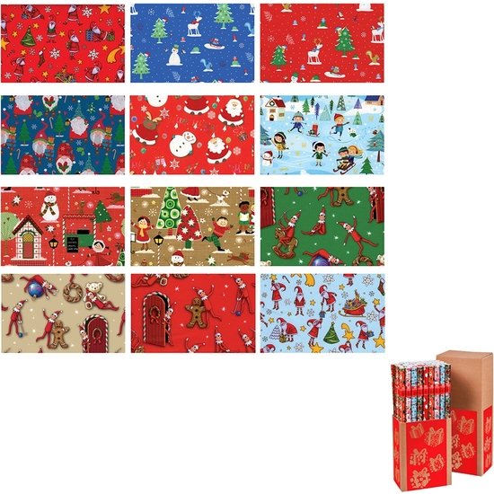 EXPOSITOR 50 ROLLO PAPEL REGALO NAVIDAD INFANTIL 200X70 CM image 0