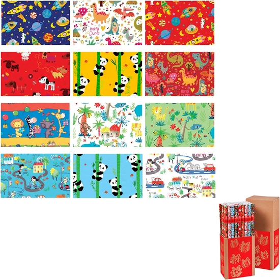 EXPOSITOR 50 ROLLO PAPEL REGALO INFANTIL 200X70 CM image 0