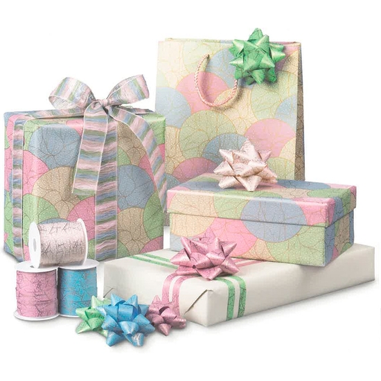 EXPOSITOR 100 PLIEGOS DE PAPEL DE REGALO 50 MOÑAS Y 30 CINTAS image 1
