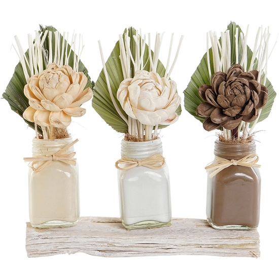 SET MADERA CON 3 PLANTAS FLOR SECA 21X8X2 image 0