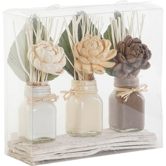 SET MADERA CON 3 PLANTAS FLOR SECA 21X8X2 image 1