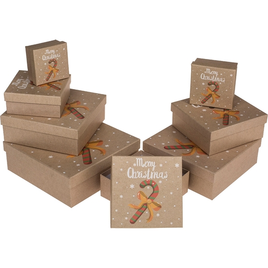 SET 4 CAJAS KARFT DECORADO NAVIDAD 23X23X8 image 1