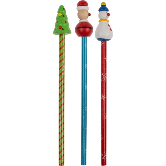 EXPOSITOR 24 LÁPICES MADERA 3 DISEÑOS NAVIDAD image 1