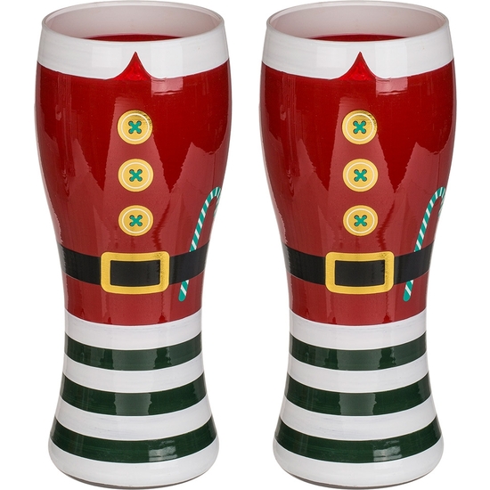 SET REGALO 2 VASOS CERVEZA PAPA NOEL 460 ML 18 CM image 0