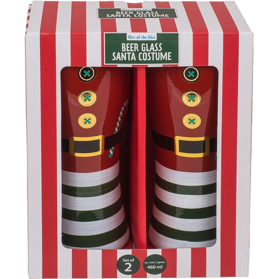 SET REGALO 2 VASOS CERVEZA PAPA NOEL 460 ML 18 CM image 1