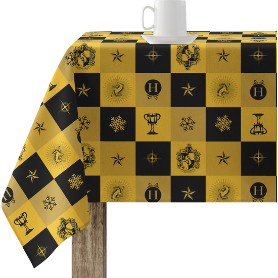 MANTEL RESINADO (TACTO PLASTIFICADO) ANTIMANCHAS MODELO HUFFLEPUFF CHRISTMAS image 0