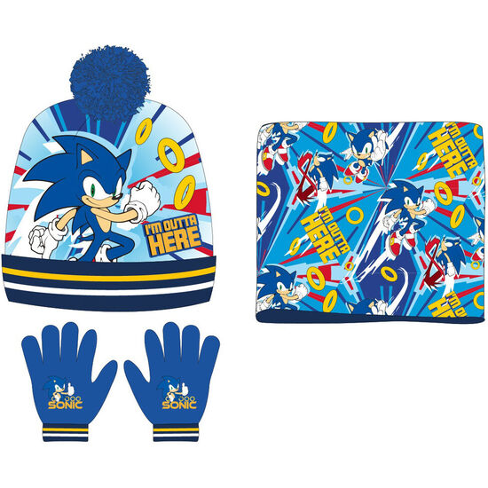 CONJUNTO GORRO GUANTES BRAGA CUELLO SONIC THE HEDGEHOG image 0