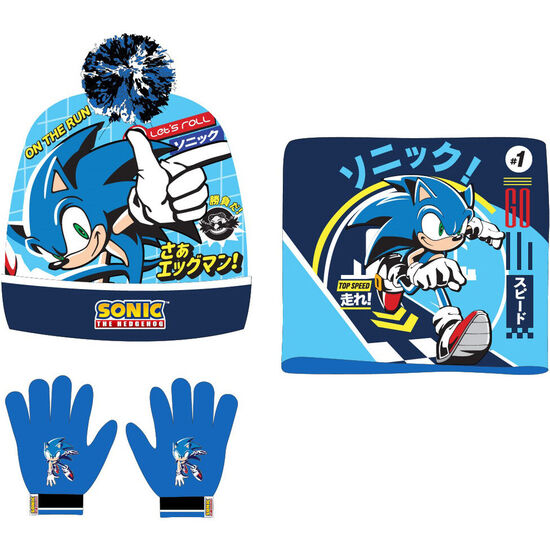 CONJUNTO GORRO GUANTES BRAGA CUELLO SONIC THE HEDGEHOG image 0