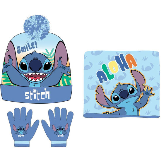 CONJUNTO GORRO GUANTES BRAGA CUELLO STITCH DISNEY image 0