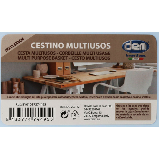 CESTA MULTIUSOS 19X13.5X8CM FLORES DEM image 4