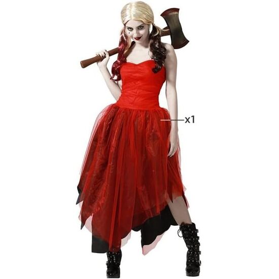 DISFRAZ ARLEQUIN ROJO VESTIDO MUJER ADULTO Talla - TALLA XS-S image 1