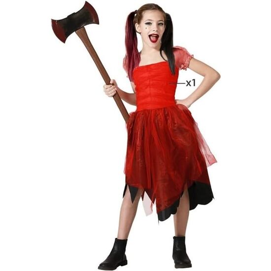 DISFRAZ ARLEQUIN VESTIDO ROJO NIÑA INFANTIL Talla - 10/12 AÑOS image 1