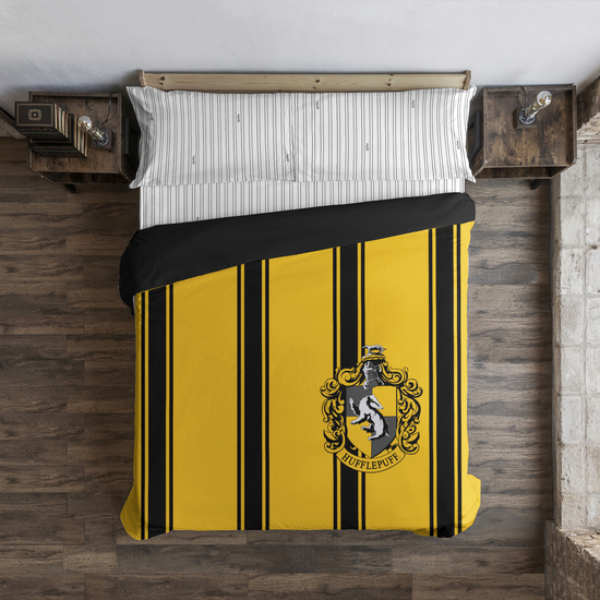 FUNDA NÓRDICA CON BOTONES 100% ALGODÓN MODELO HUFFLEPUFF RAYAS PARA CAMA DE 120 (200X200 CM.) image 0