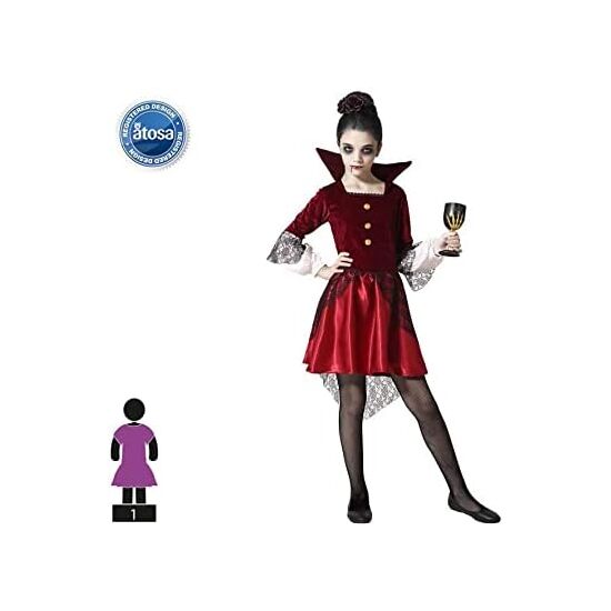 DISFRAZ VAMPIRESA BORGOÑA NIÑA INFANTIL Talla - 7/9 AÑOS image 1