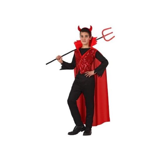 DISFRAZ DEMONIO NIÑO INFANTIL LENTEJUELAS ROJO Talla - 3/4 AÑOS image 0