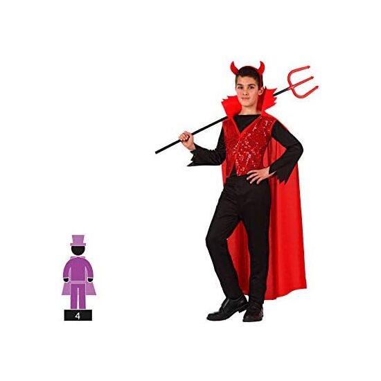 DISFRAZ DEMONIO NIÑO INFANTIL LENTEJUELAS ROJO Talla - 3/4 AÑOS image 1