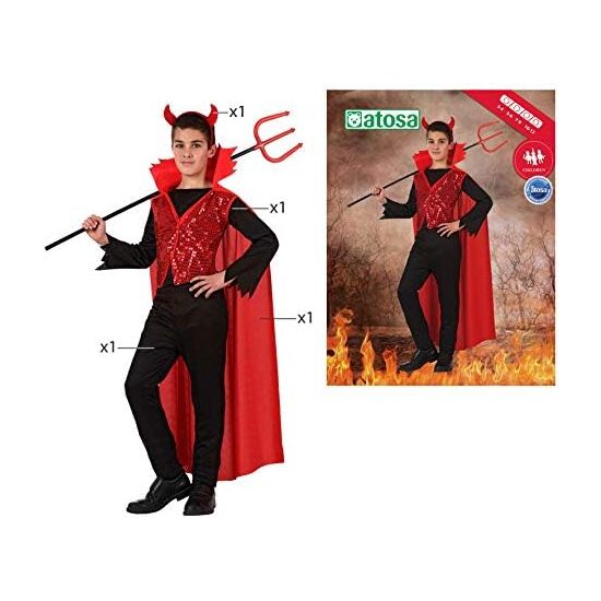 DISFRAZ DEMONIO NIÑO INFANTIL LENTEJUELAS ROJO Talla - 3/4 AÑOS image 2