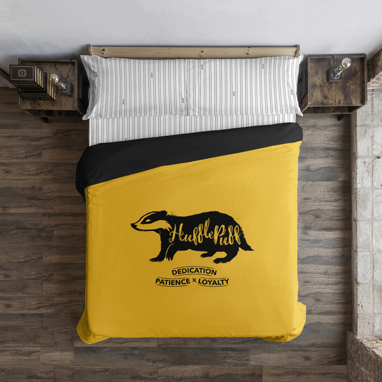 FUNDA NÓRDICA CON BOTONES 100% ALGODÓN MODELO HUFFLEPUFF VALUES PARA CAMA DE 80 (140X200 CM.) image 0