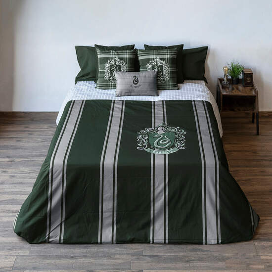 FUNDA NÓRDICA CON BOTONES 100% ALGODÓN MODELO SLYTHERIN RAYAS PARA CAMA DE 90 ( 155X220 CM.) image 2