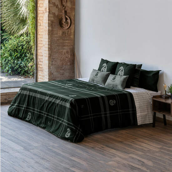 FUNDA NÓRDICA CON BOTONES 100% ALGODÓN MODELO SLYTHERIN CUADRO PARA CAMA DE 120 (200X200 CM.) image 3