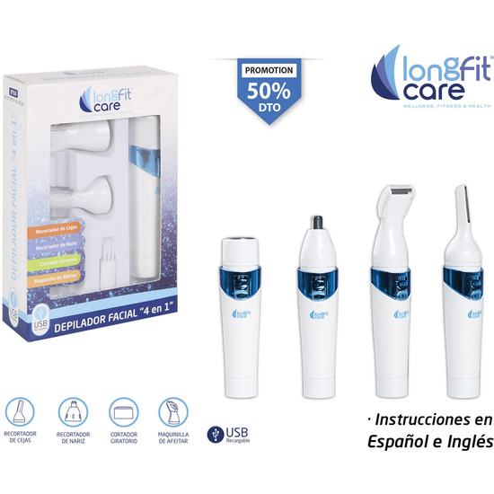 DEPILADOR FACIAL 4 EN 1 LONGFIT CARE image 0