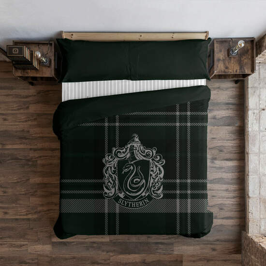 FUNDA NÓRDICA CON BOTONES 100% ALGODÓN MODELO CLASSIC SLYTHERIN PARA CAMA DE 120 (200X200 CM.) image 0