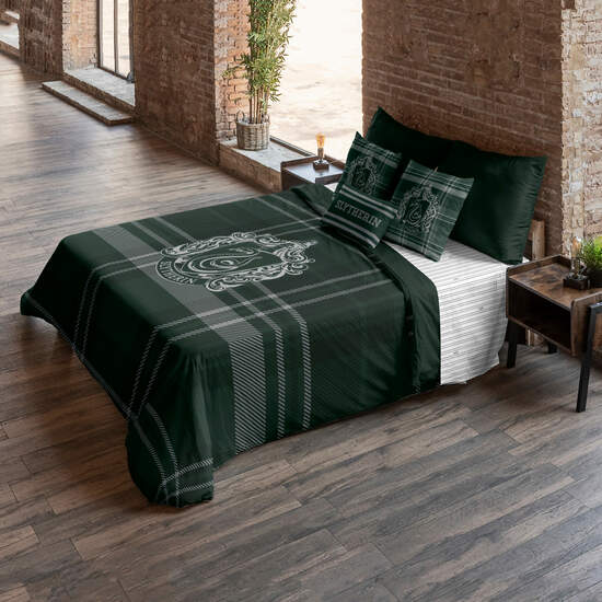 FUNDA NÓRDICA CON BOTONES 100% ALGODÓN MODELO CLASSIC SLYTHERIN PARA CAMA DE 120 (200X200 CM.) image 1