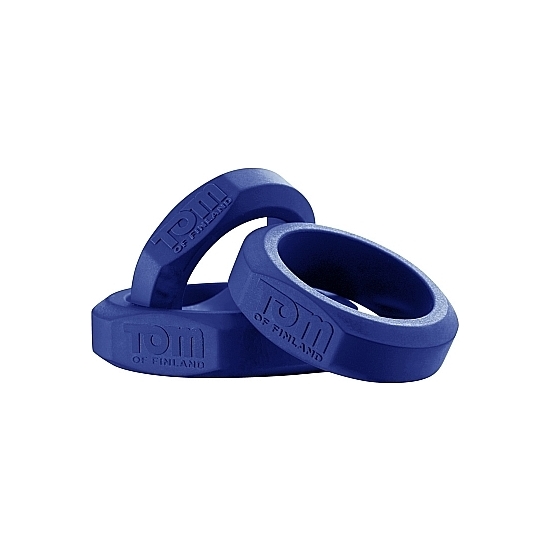 3 PIECE SILICONE COCK RING SET - BLUE image 0