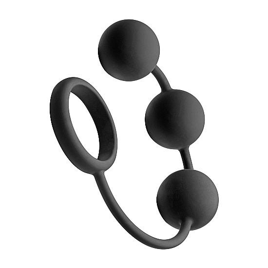 SILICONE COCK RING WITH 3 WEIGHTED BALLS image 0