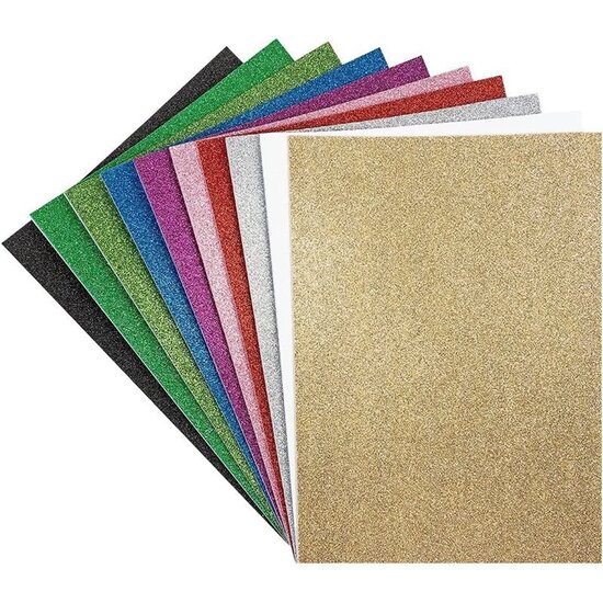 GOMA EVA CON BRILLO X10UNI. 20X30CM 2MM GROSOR COLORES SURT. image 0