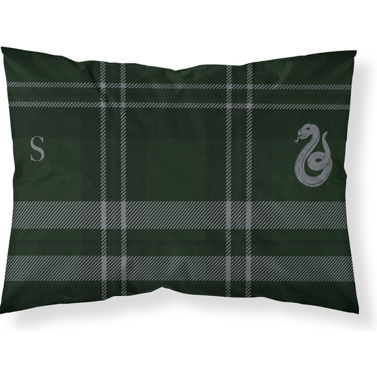 FUNDA DE ALMOHADA 100% ALGODÓN MODELO SLYTHERIN CUADRO DE 50X80CM. image 0