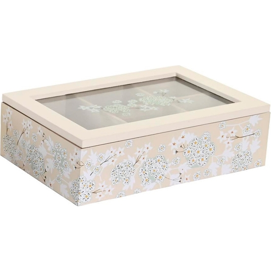 CAJA INFUSIONES MADERA DECORADO FLOR 23X15X7 - 2 MODELOS image 0