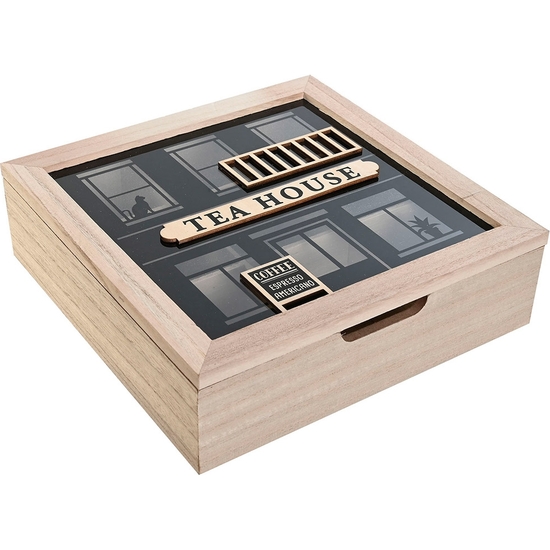CAJA INFUSIONES MADERA TEA HOUSE 24X24X7 image 0