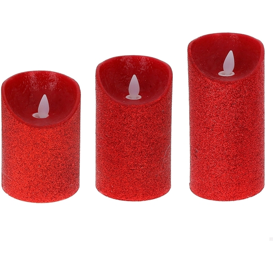 SET 3 VELONES ROJOS LUZ LED MÓVIL. 7X10 - 7X12 - 7X15 image 0