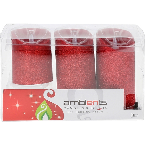 SET 3 VELONES ROJOS LUZ LED MÓVIL. 7X10 - 7X12 - 7X15 image 1