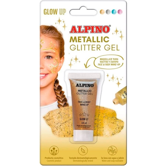 MAQUILLAJE GLITTER GEL ORO TUBO EN BLISTER ALPINO image 0