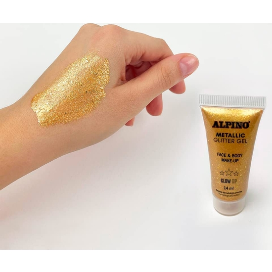 MAQUILLAJE GLITTER GEL ORO TUBO EN BLISTER ALPINO image 3