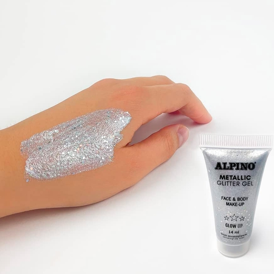MAQUILLAJE GLITTER GEL PLATA TUBO EN BLISTER ALPINO image 1