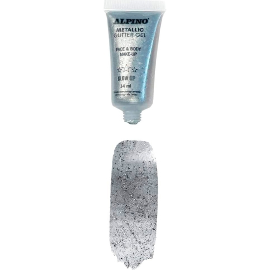 MAQUILLAJE GLITTER GEL PLATA TUBO EN BLISTER ALPINO image 3