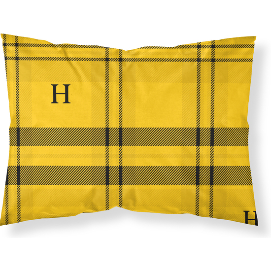 FUNDA DE ALMOHADA 100% ALGODÓN MODELO HUFFLEPUFF CUADRO DE 50X80CM. image 0