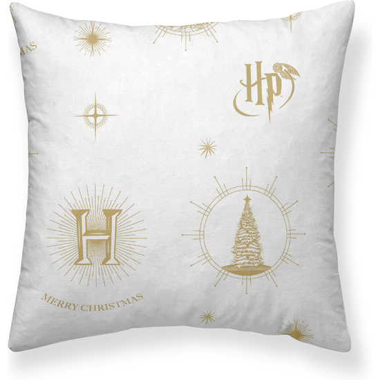 FUNDA DE ALMOHADA 100% ALGODÓN MODELO HOGWARTS GOLD CHRISTMAS DE 65X65 CM. image 0